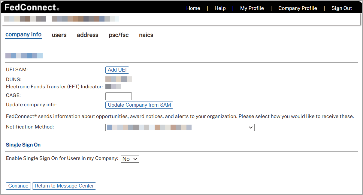 Company Info Page